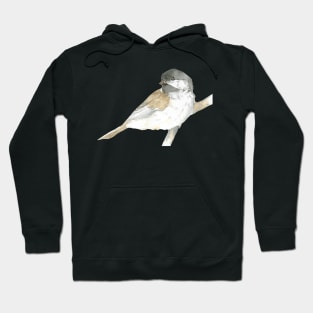 Black-capped chickadee watercolor portrait Hoodie